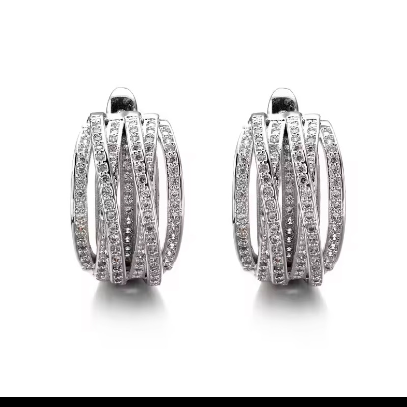 18kt White Gold Plated  White Topaz Pave Crystals